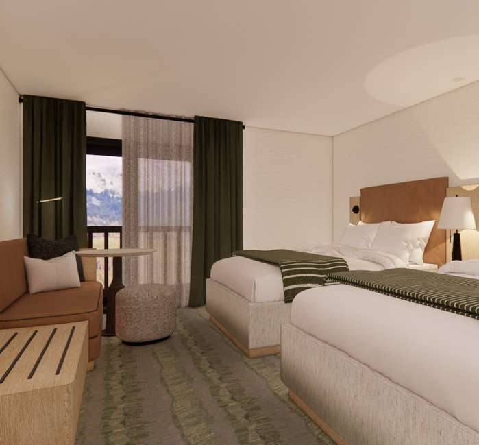 A rendering of the new double queen rooms at Forest Park Hotel.