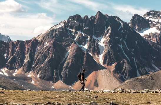 Hiker taking in the mountain view